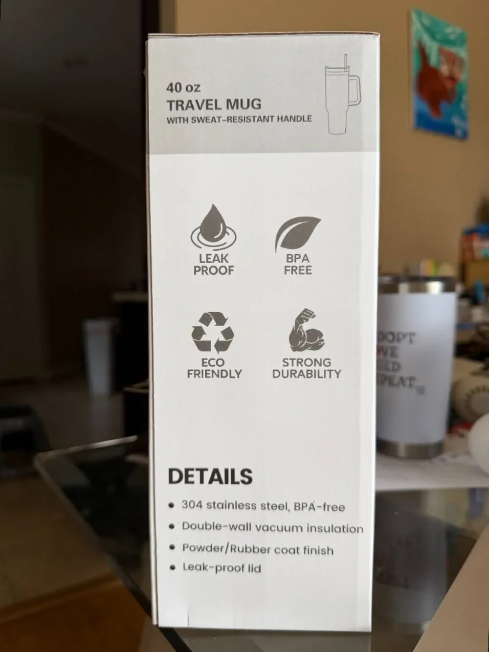 40 oz Stainless Steel Tumbler with Handle/ Insulated Travel Mug/ Pets Lover Gift